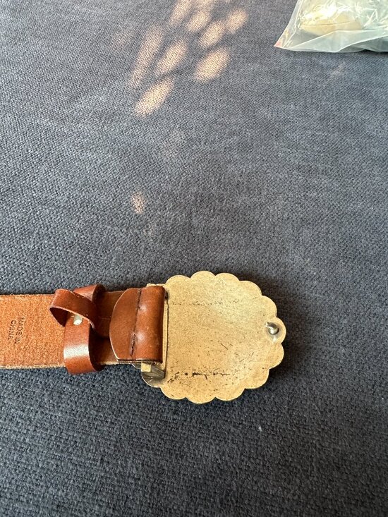 Ralph Lauren concho Tan Brown Leather Belt with Silver and Turquoise Buckle S main image 8